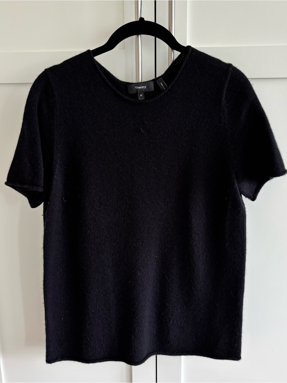 Theory Black Short-Sleeve Crew Knit Top